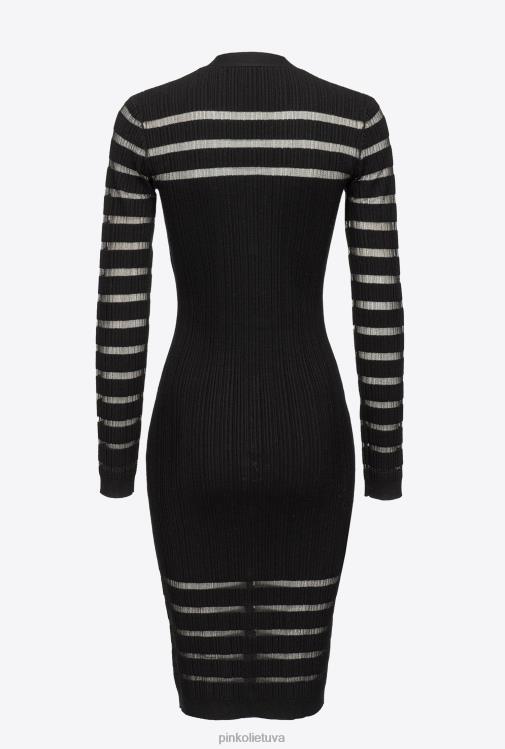 vidutinio ilgio suknelės | DH06P222 dryžuota megzta suknelė Pinko limuzinas juodas