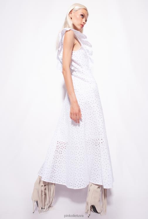 vidutinio ilgio suknelės | DH06P225 medvilninė suknelė su broderie anglaise Pinko ryškiai balta