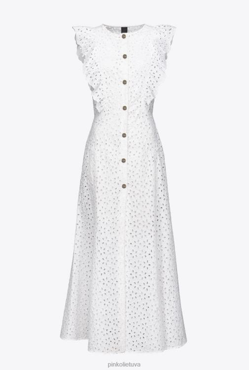 vidutinio ilgio suknelės | DH06P225 medvilninė suknelė su broderie anglaise Pinko ryškiai balta