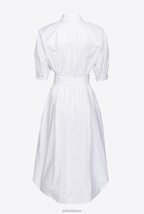 vidutinio ilgio suknelės | DH06P41 medvilninių poplino marškinių suknelė su juostele Pinko ryškiai balta