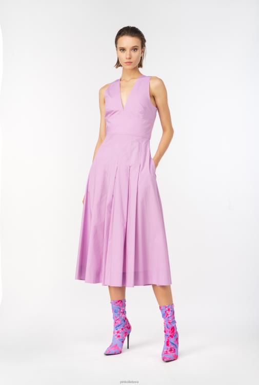 vidutinio ilgio suknelės | DH06P45 klostuota poplino suknelė Pinko dk šafranas