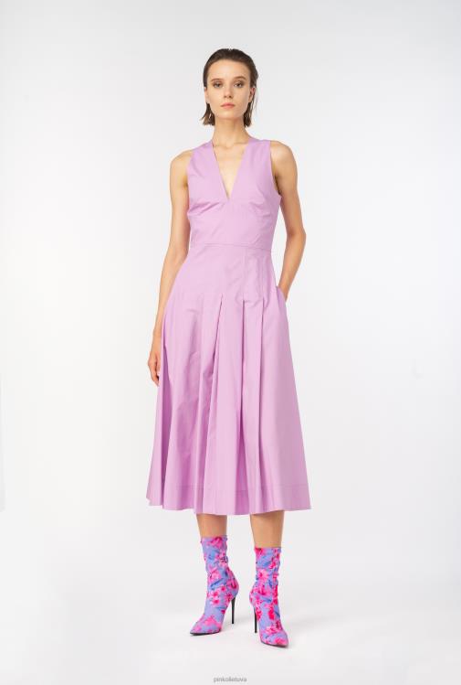 vidutinio ilgio suknelės | DH06P45 klostuota poplino suknelė Pinko dk šafranas