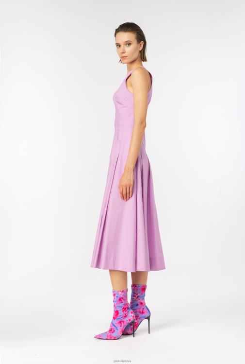 vidutinio ilgio suknelės | DH06P45 klostuota poplino suknelė Pinko dk šafranas