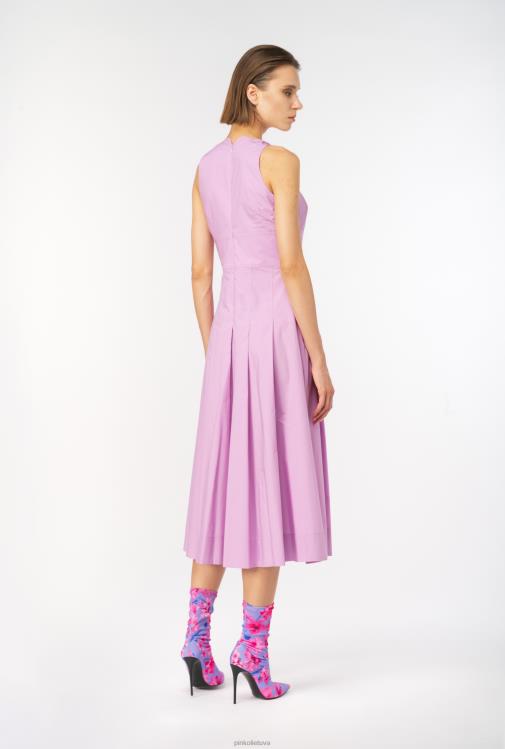 vidutinio ilgio suknelės | DH06P45 klostuota poplino suknelė Pinko dk šafranas