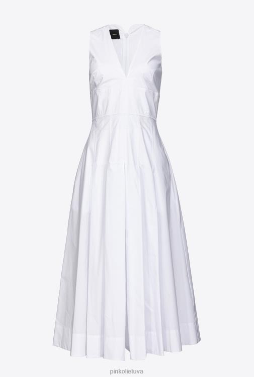 vidutinio ilgio suknelės | DH06P46 klostuota poplino suknelė Pinko ryškiai balta