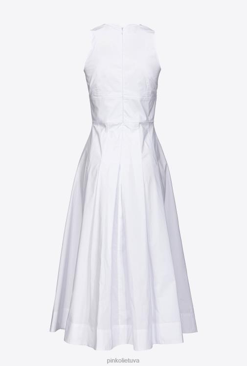 vidutinio ilgio suknelės | DH06P46 klostuota poplino suknelė Pinko ryškiai balta