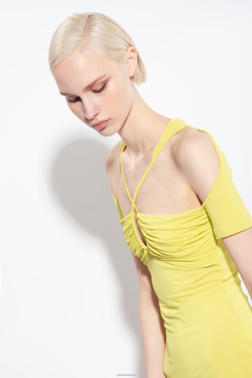 vidutinio ilgio suknelės | DH06P4 skysto trikotažo midi suknelė Pinko žalia - solfatara