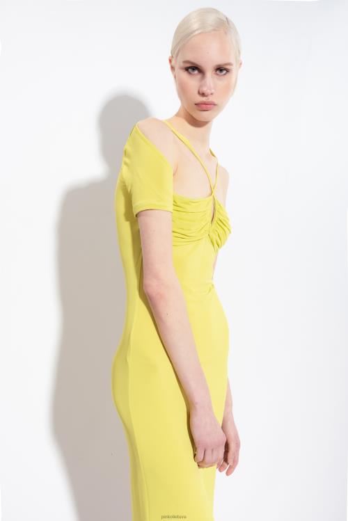 vidutinio ilgio suknelės | DH06P4 skysto trikotažo midi suknelė Pinko žalia - solfatara