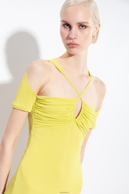 vidutinio ilgio suknelės | DH06P4 skysto trikotažo midi suknelė Pinko žalia - solfatara