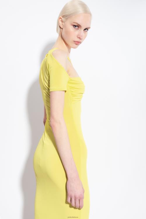 vidutinio ilgio suknelės | DH06P4 skysto trikotažo midi suknelė Pinko žalia - solfatara