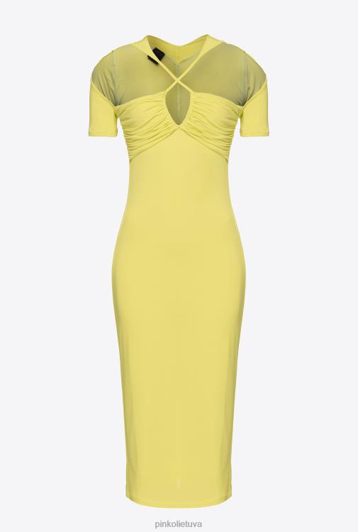 vidutinio ilgio suknelės | DH06P4 skysto trikotažo midi suknelė Pinko žalia - solfatara