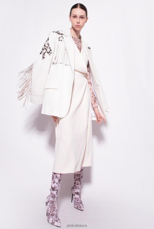 vidutinio ilgio suknelės | DH06P69 elastinga krepinio midi suknelė Pinko rožinis dūmas baltas