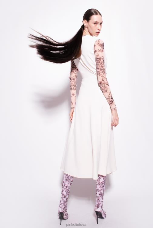 vidutinio ilgio suknelės | DH06P69 elastinga krepinio midi suknelė Pinko rožinis dūmas baltas
