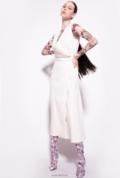 vidutinio ilgio suknelės | DH06P69 elastinga krepinio midi suknelė Pinko rožinis dūmas baltas