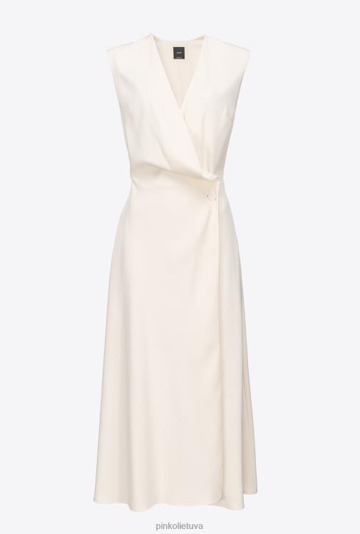 vidutinio ilgio suknelės | DH06P69 elastinga krepinio midi suknelė Pinko rožinis dūmas baltas