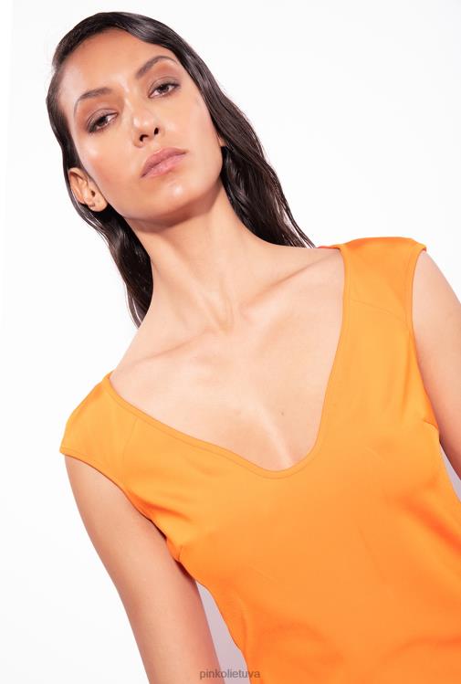 vidutinio ilgio suknelės | DH06P75 techninio audinio midi suknele Pinko ryškiai oranžinė