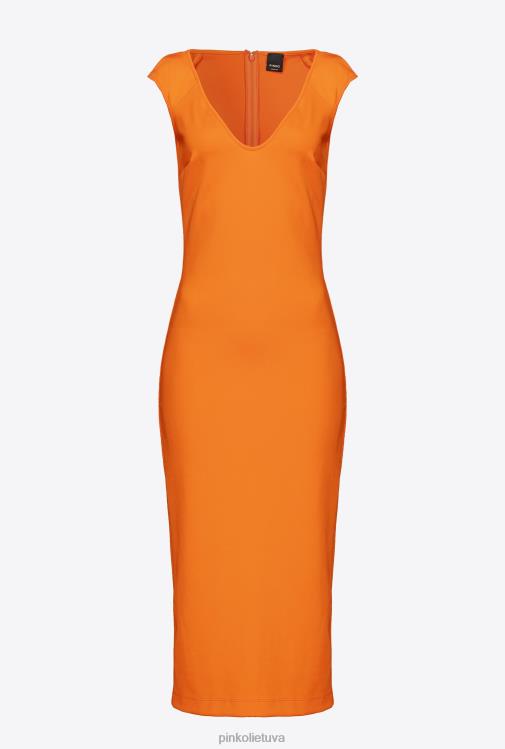 vidutinio ilgio suknelės | DH06P75 techninio audinio midi suknele Pinko ryškiai oranžinė