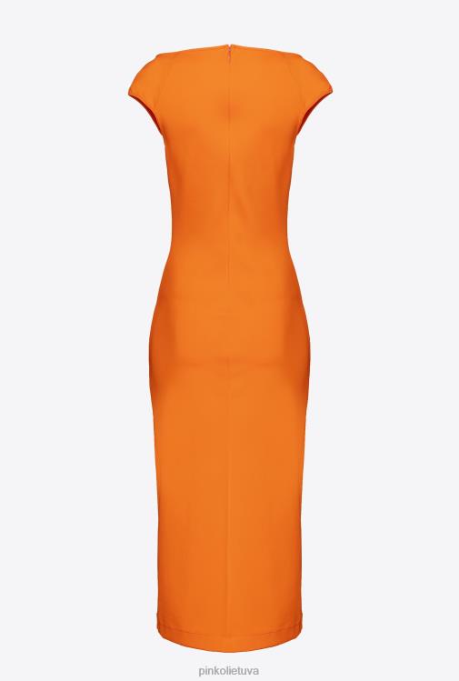 vidutinio ilgio suknelės | DH06P75 techninio audinio midi suknele Pinko ryškiai oranžinė