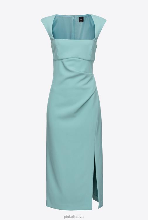 vidutinio ilgio suknelės | DH06P78 midi suknelė su skeltuku Pinko nilo mėlyna