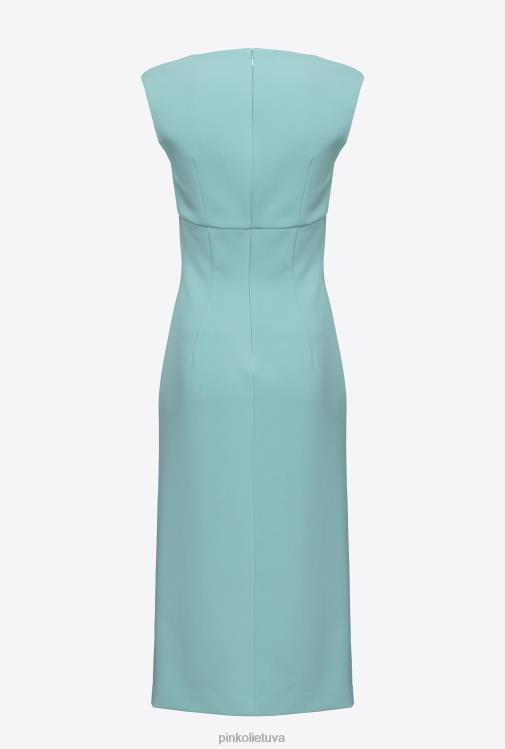 vidutinio ilgio suknelės | DH06P78 midi suknelė su skeltuku Pinko nilo mėlyna