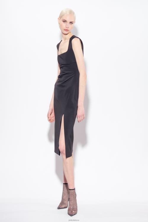 vidutinio ilgio suknelės | DH06P79 midi suknelė su skeltuku Pinko limuzinas juodas