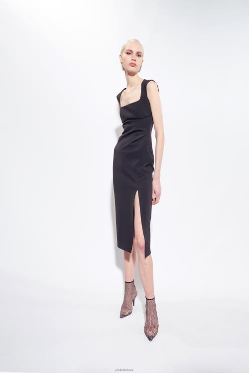 vidutinio ilgio suknelės | DH06P79 midi suknelė su skeltuku Pinko limuzinas juodas
