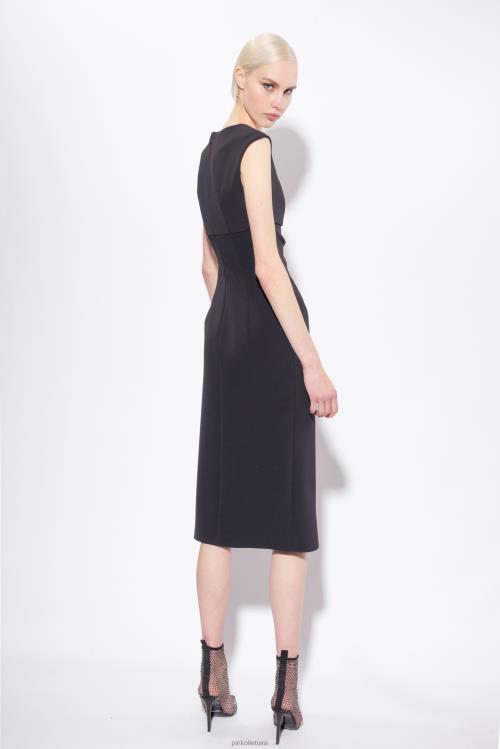 vidutinio ilgio suknelės | DH06P79 midi suknelė su skeltuku Pinko limuzinas juodas