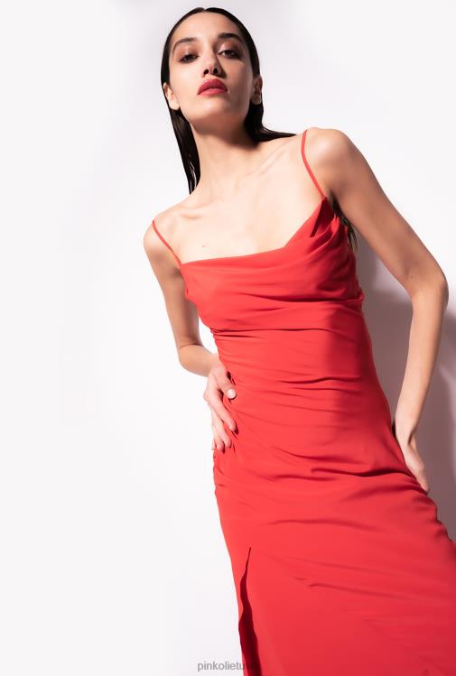 vidutinio ilgio suknelės | DH06P80 šilko mišinio suknelė Pinko 1 formulė raudona