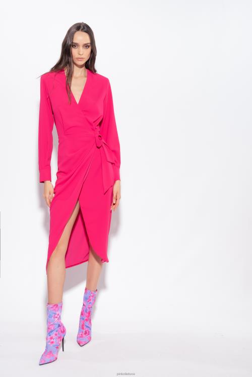 vidutinio ilgio suknelės | DH06P88 krepinio apvalkalo suknelė Pinko aviečių raudonumo