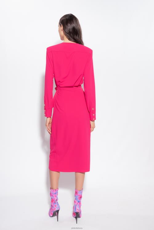 vidutinio ilgio suknelės | DH06P88 krepinio apvalkalo suknelė Pinko aviečių raudonumo