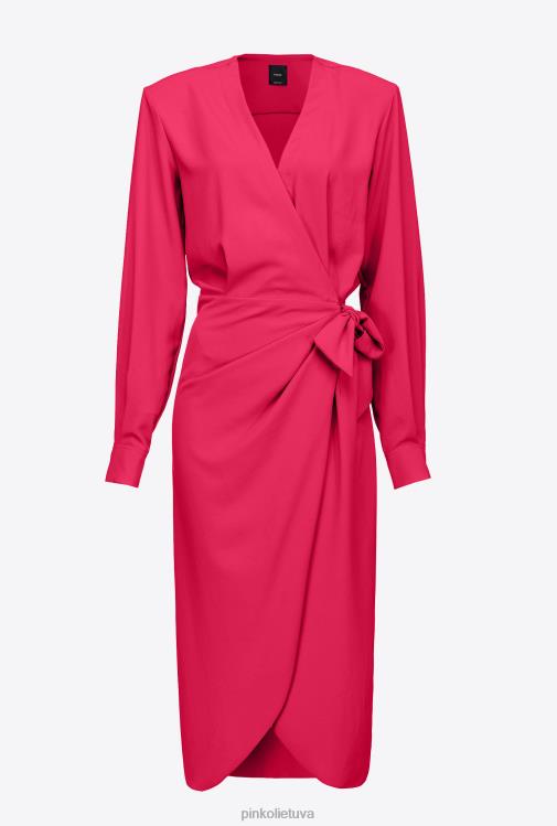 vidutinio ilgio suknelės | DH06P88 krepinio apvalkalo suknelė Pinko aviečių raudonumo