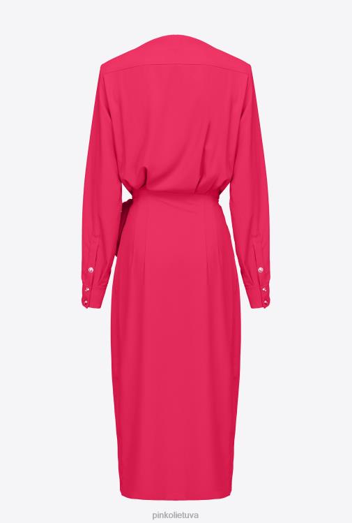 vidutinio ilgio suknelės | DH06P88 krepinio apvalkalo suknelė Pinko aviečių raudonumo