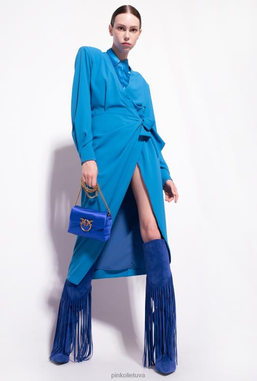 vidutinio ilgio suknelės | DH06P89 krepinio apvalkalo suknelė Pinko direktorius mėlynas