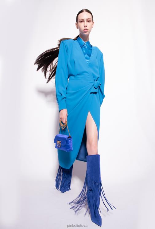 vidutinio ilgio suknelės | DH06P89 krepinio apvalkalo suknelė Pinko direktorius mėlynas