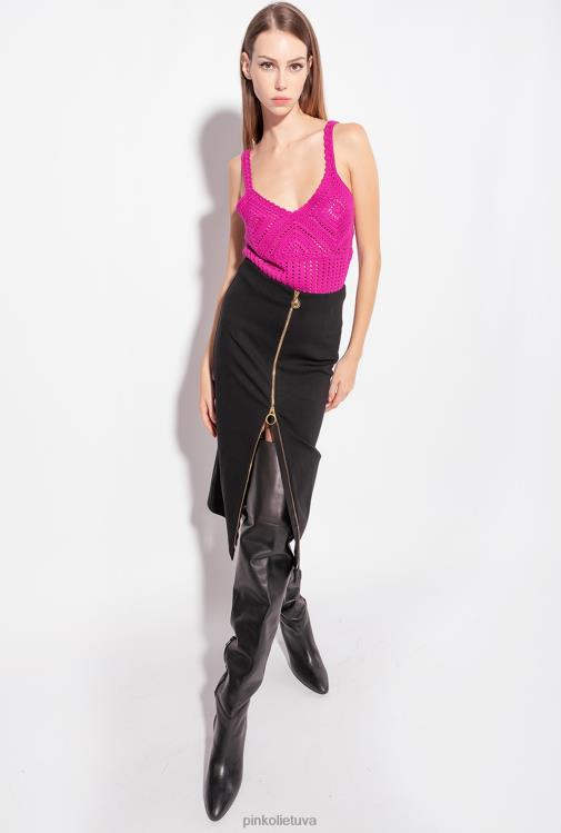 vidutinio ilgio suknelės | DH06P926 sijonas iki blauzdos su užtrauktuku Pinko limuzinas juodas