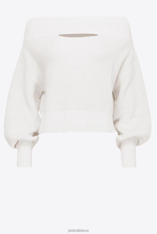 džemperiai | DH06P496 žvejo šonkaulio megztinis iš peties Pinko šilko baltumo