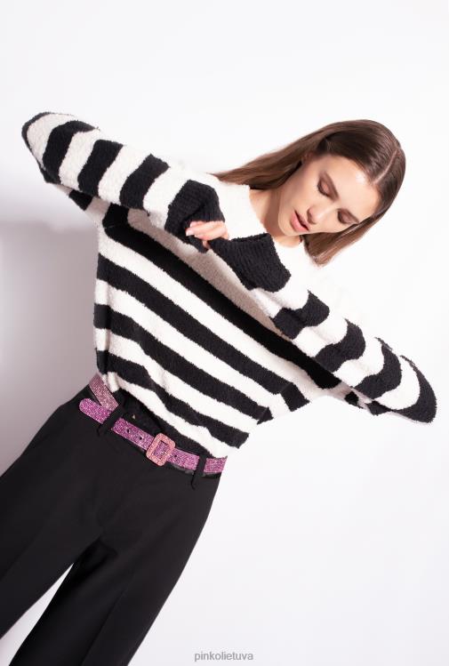 džemperiai | DH06P503 megztinis su širdele Pinko mult. balta/juoda/raudona