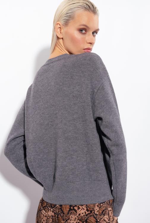 džemperiai | DH06P509 meilės paukščių megztinis Pinko šlapdriba pilka