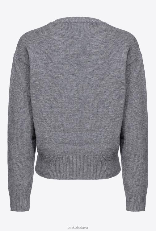 džemperiai | DH06P509 meilės paukščių megztinis Pinko šlapdriba pilka