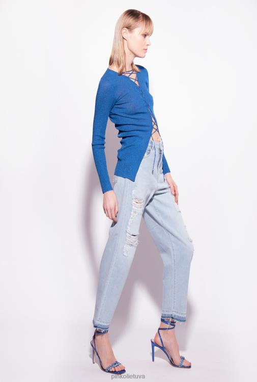 džemperiai | DH06P510 megztinis su raišteliais Pinko imperatoriškoji mėlyna