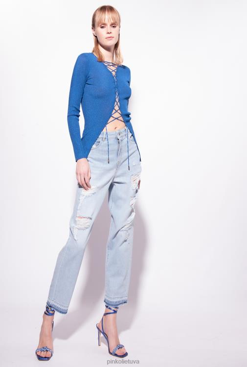 džemperiai | DH06P510 megztinis su raišteliais Pinko imperatoriškoji mėlyna