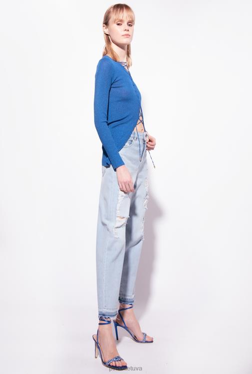 džemperiai | DH06P510 megztinis su raišteliais Pinko imperatoriškoji mėlyna