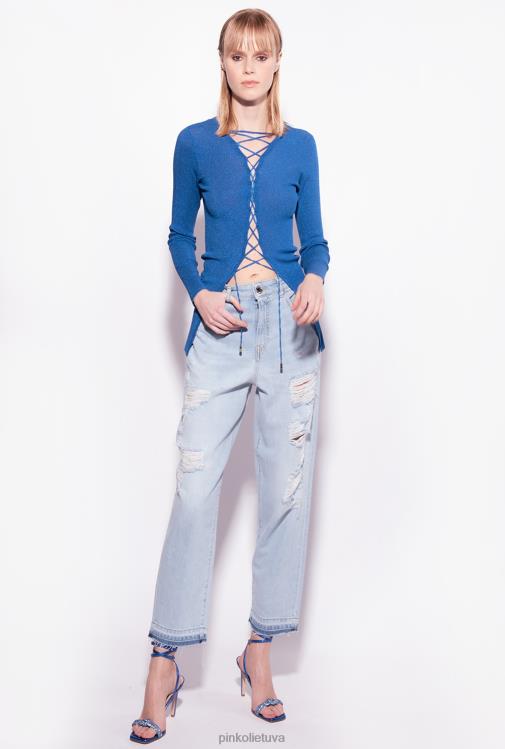 džemperiai | DH06P510 megztinis su raišteliais Pinko imperatoriškoji mėlyna