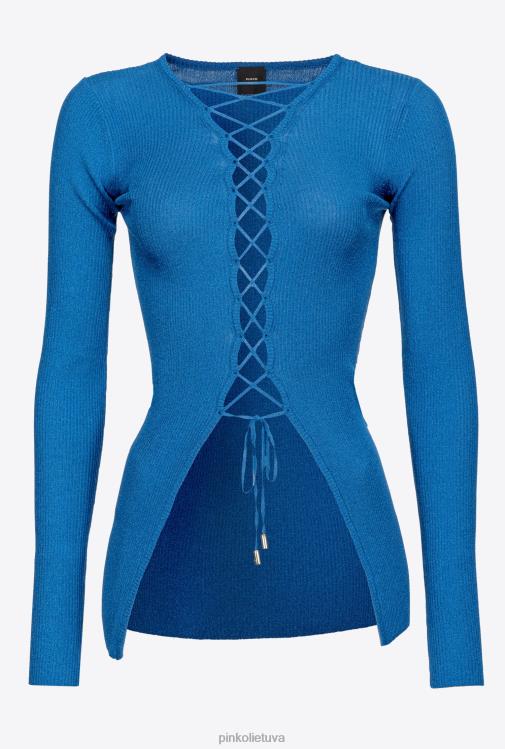 džemperiai | DH06P510 megztinis su raišteliais Pinko imperatoriškoji mėlyna