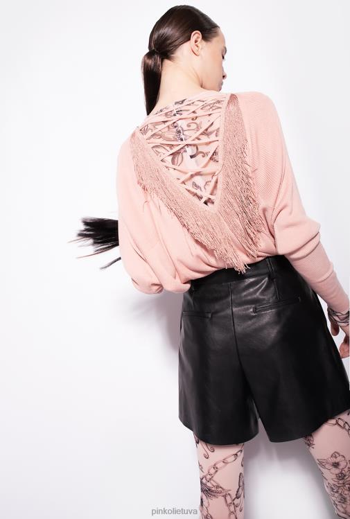 džemperiai | DH06P526 atsipalaidavęs megztinis su kutais nugara Pinko molio rožinė