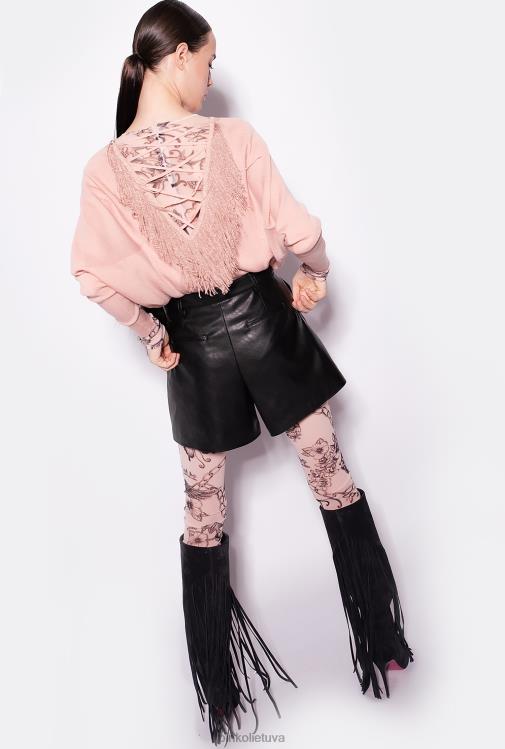 džemperiai | DH06P526 atsipalaidavęs megztinis su kutais nugara Pinko molio rožinė