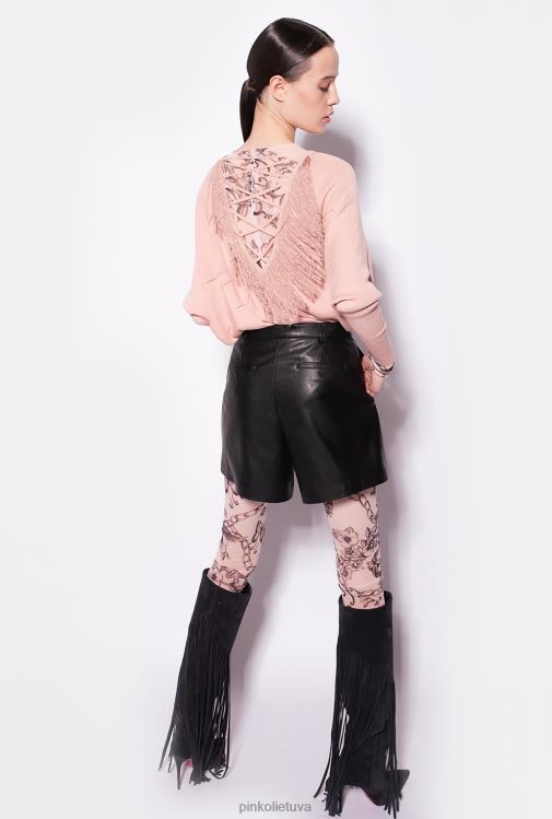 džemperiai | DH06P526 atsipalaidavęs megztinis su kutais nugara Pinko molio rožinė