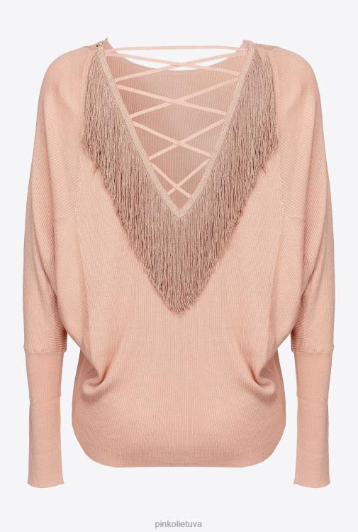 džemperiai | DH06P526 atsipalaidavęs megztinis su kutais nugara Pinko molio rožinė