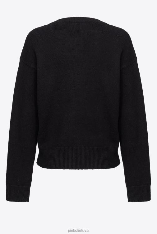 džemperiai | DH06P527 meilės paukščių megztinis Pinko juoda balta