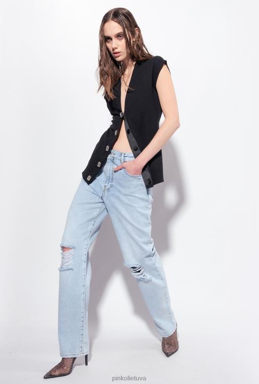 džemperiai | DH06P540 megzta liemenė su brangakmeniais sagomis Pinko limuzinas juodas